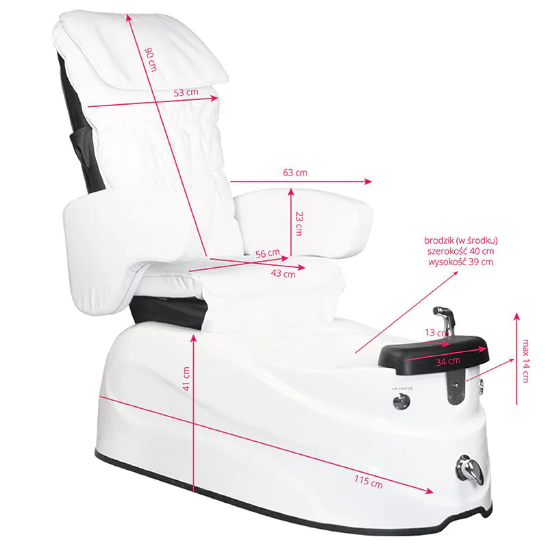 Spa pedicure stol as-122 Hvid m. massage funktion