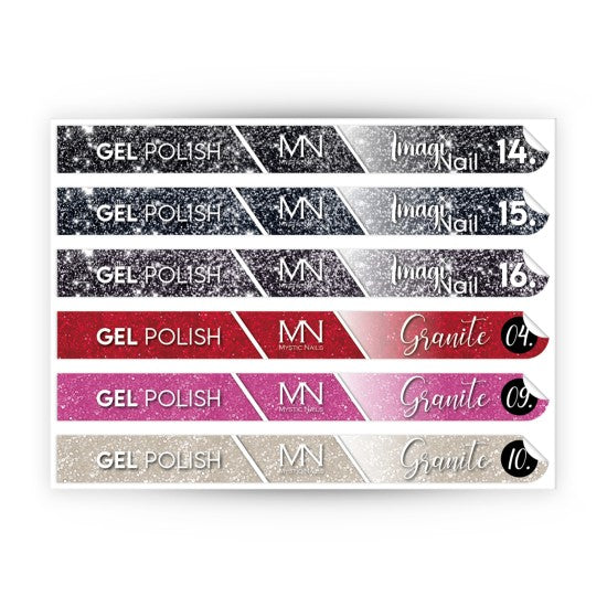 Tip Stick Gel Polish Sticker - ImagiNail 14-16 + Granite 04,09,10