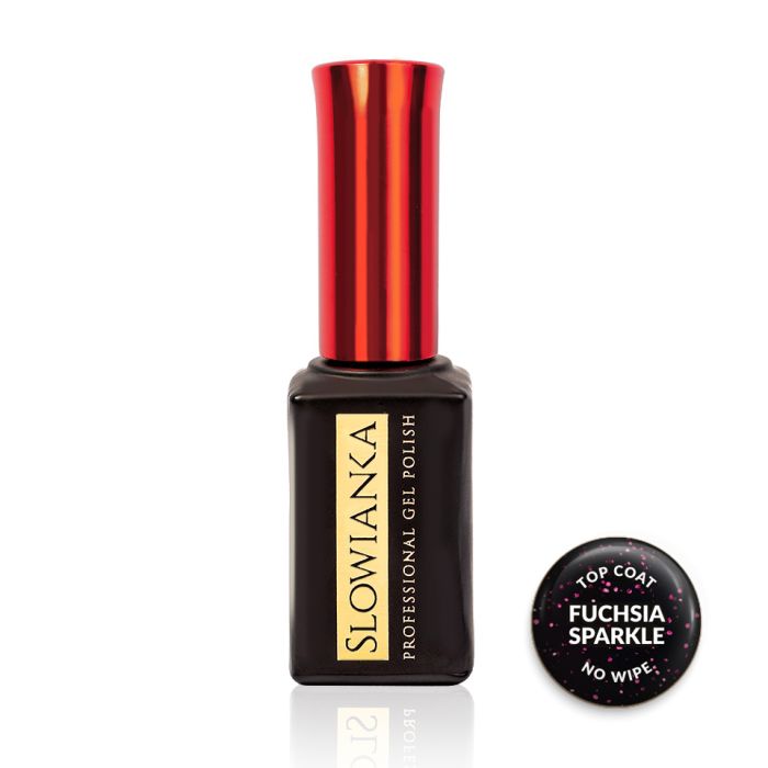 Top Coat No Wipe Fuchsia Sparkle 10g