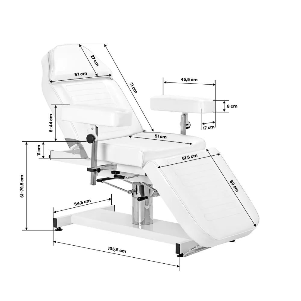 Cosmetic hydraulic chair Sillon A 210DH with cradle white