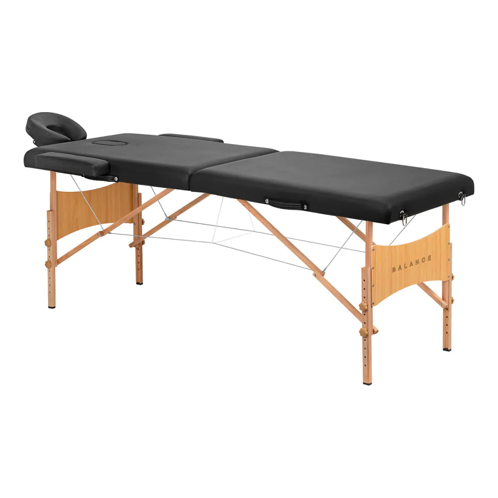 BALANCE Foldbar træ massagebriks 2 segmenter 190x70 HVID ELLER SORT