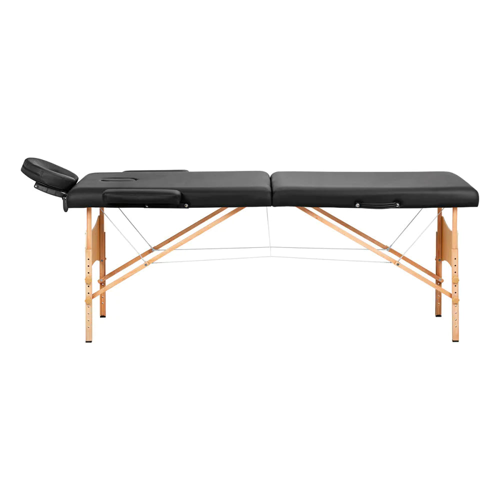 BALANCE Foldbar træ massagebriks 2 segmenter 190x70 HVID ELLER SORT