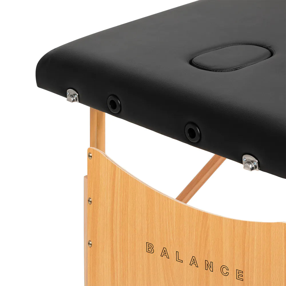 BALANCE Foldbar træ massagebriks 2 segmenter 190x70 HVID ELLER SORT