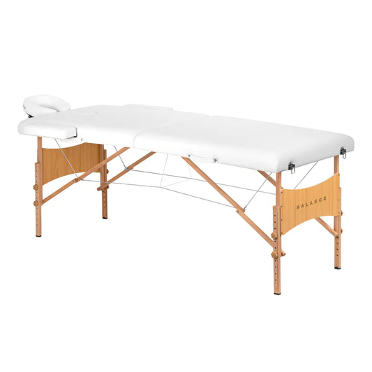 BALANCE Foldbar træ massagebriks 2 segmenter 190x70 HVID ELLER SORT