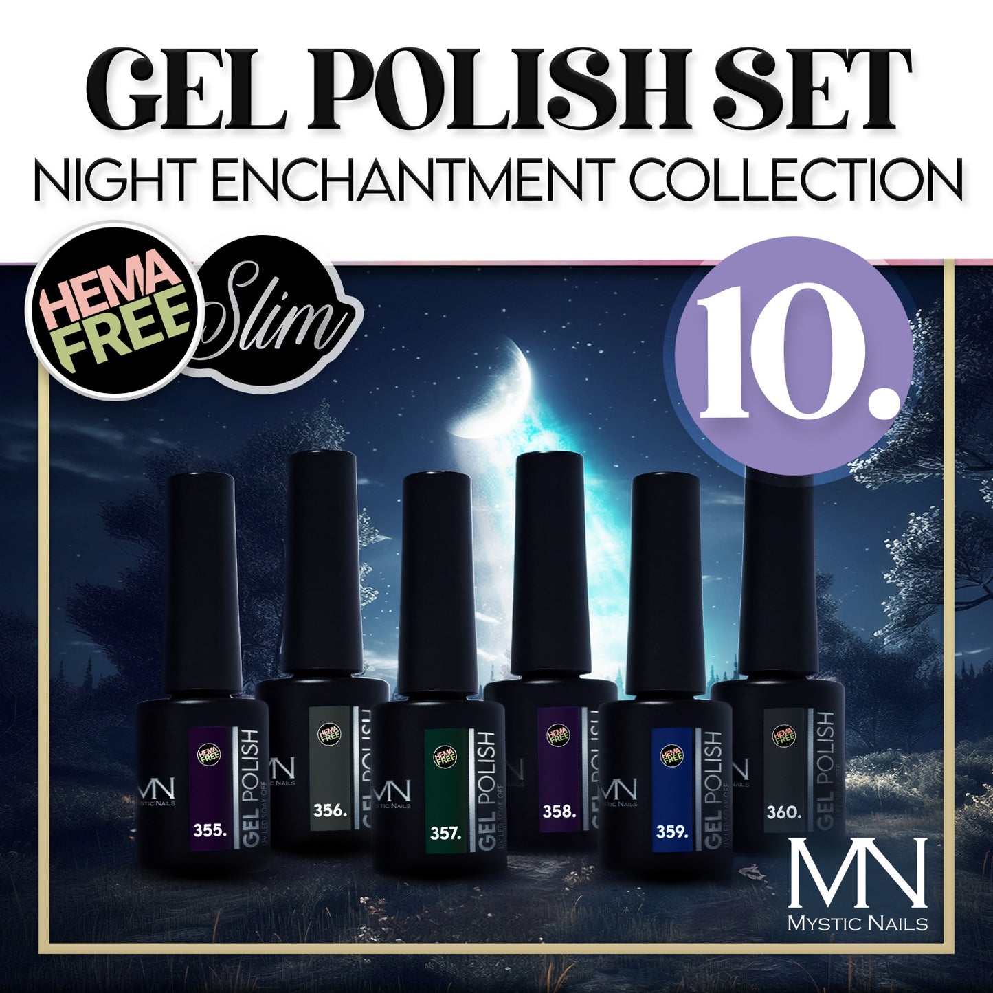 Gel Polish Set 10 - Night Enchantment (HEMA-free) - 6 x 6 ml