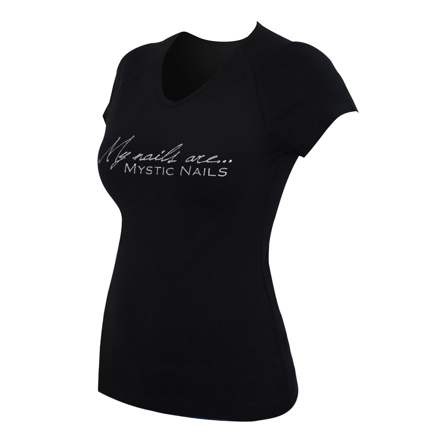 Mystic Nails Glamour Sort T-shirt - Stort Logo