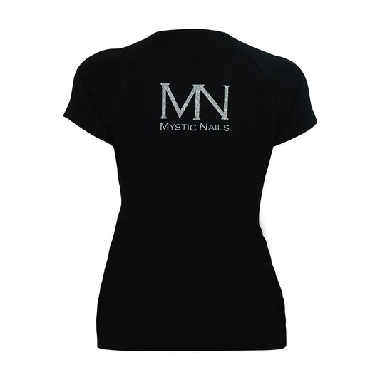 Mystic Nails Glamour Sort T-shirt - Stort Logo