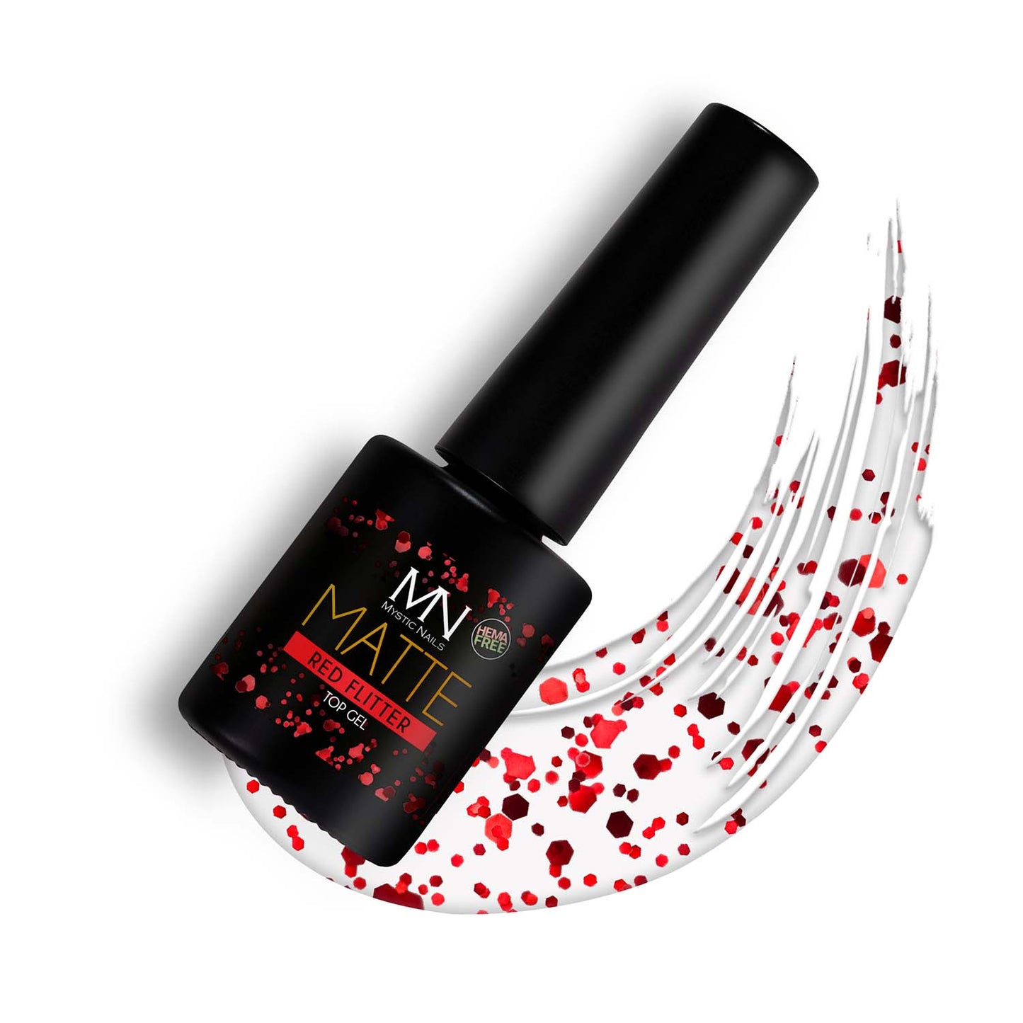 Matte Red Flitter Top Gel - (HEMA-free) 6ml