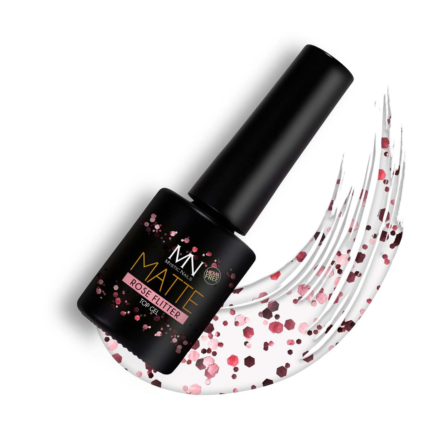 Matte Rose Flitter Top Gel - (HEMA-free) 6ml