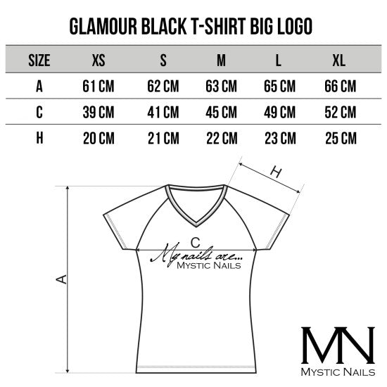 Mystic Nails Glamour Sort T-shirt - Stort Logo